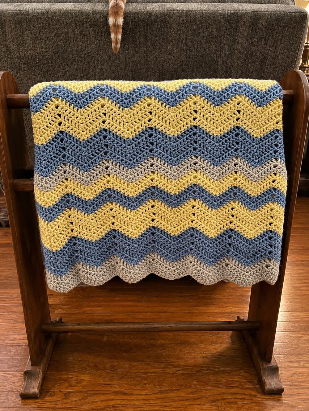 Handmade Crochet Afghan, 53X40.